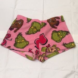 Pink Grinch Fuzzy Shorts